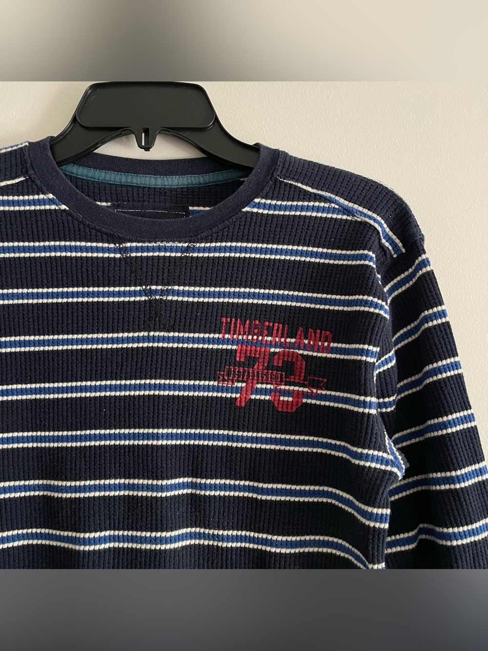 Y2K Timberland Striped Thermal Logo Boys Size XL Cotton Long Sleeve
